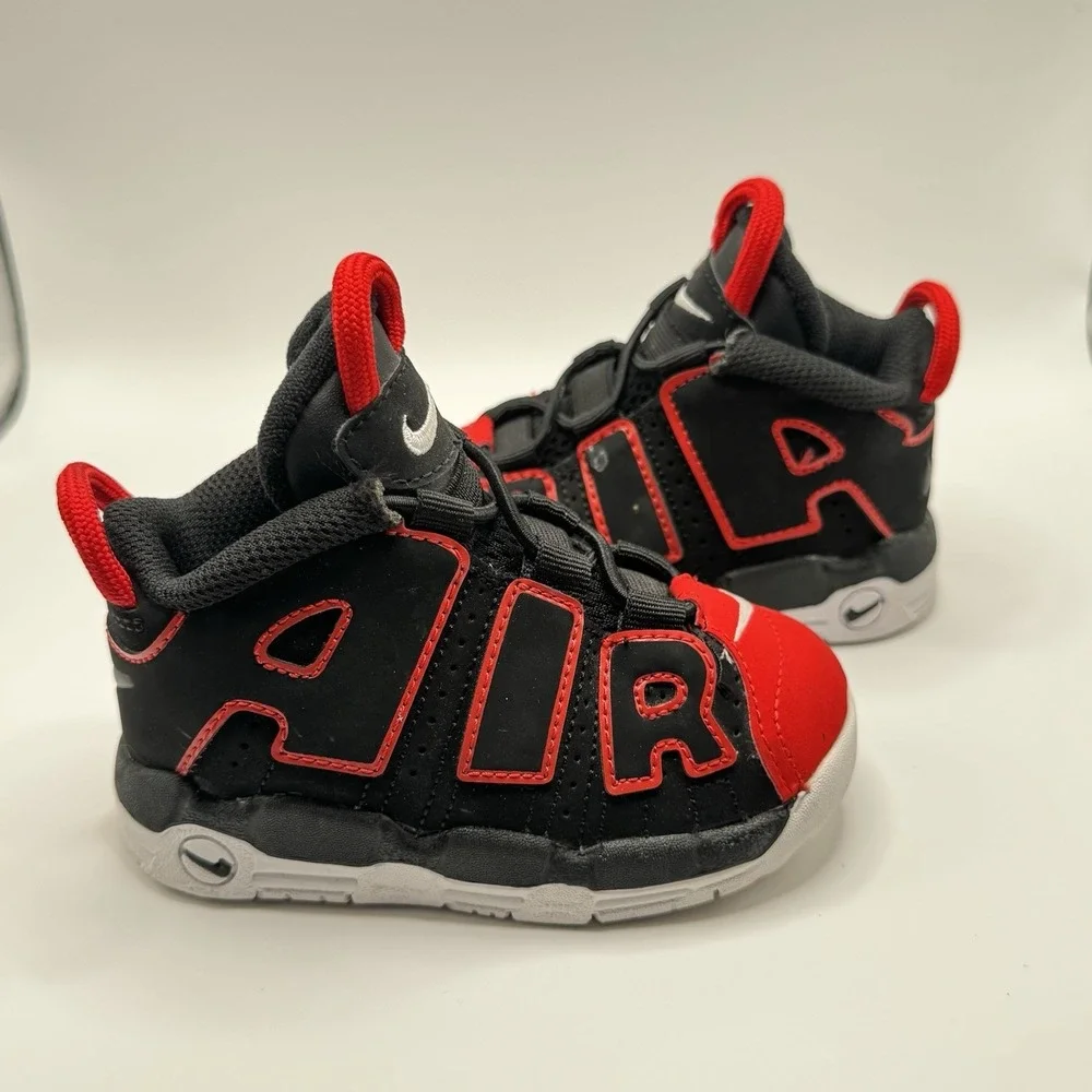 Nike Black Red Athletic Air More Uptempo Boys Shoes Sneakers Size 6C Sports